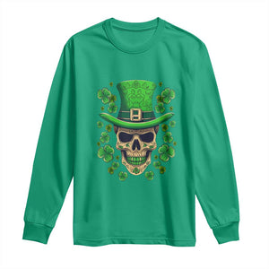 St Patrick's Day Long Sleeve Shirt Irish Sugar Skull Lucky Shamrocks Hat TS09 Irish Green Print Your Wear