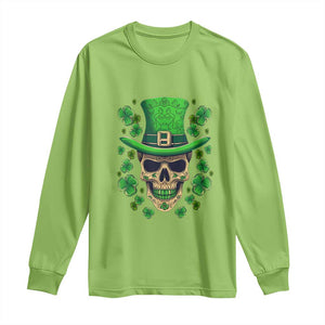 St Patrick's Day Long Sleeve Shirt Irish Sugar Skull Lucky Shamrocks Hat TS09 Lime Print Your Wear