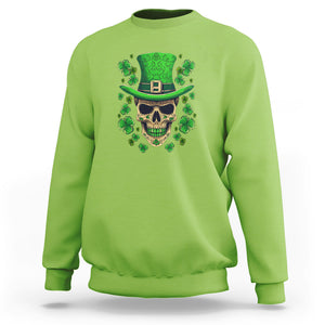 St. Patrick's Day Sweatshirt Irish Sugar Skull Lucky Hat Shamrocks TS09 Lime Printyourwear