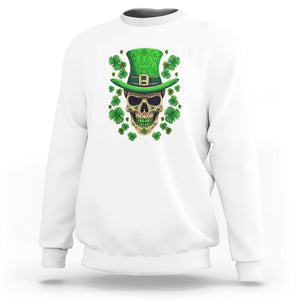 St. Patrick's Day Sweatshirt Irish Sugar Skull Lucky Hat Shamrocks TS09 White Printyourwear