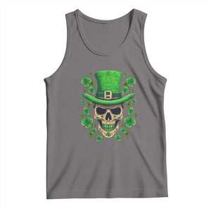 St Patrick's Day Tank Top Irish Sugar Skull Lucky Shamrocks Hat TS09 Deep Heather Print Your Wear