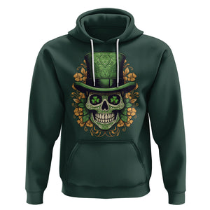 St. Patrick's Day Hoodie Irish Sugar Skull Lucky Hat Shamrocks TS09 Dark Forest Green Printyourwear