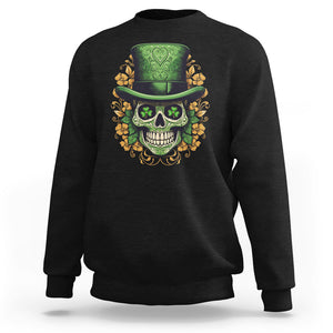 St. Patrick's Day Sweatshirt Irish Sugar Skull Lucky Hat Shamrocks TS09 Black Printyourwear