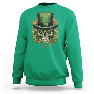 St. Patrick's Day Sweatshirt Irish Sugar Skull Lucky Hat Shamrocks TS09 Irish Green Printyourwear