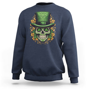 St. Patrick's Day Sweatshirt Irish Sugar Skull Lucky Hat Shamrocks TS09 Navy Printyourwear