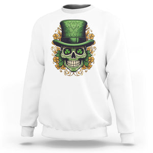 St. Patrick's Day Sweatshirt Irish Sugar Skull Lucky Hat Shamrocks TS09 White Printyourwear