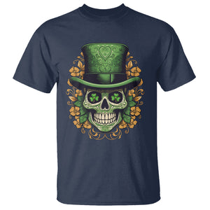 St. Patrick's Day T Shirt Irish Sugar Skull Lucky Hat Shamrocks TS09 Navy Printyourwear