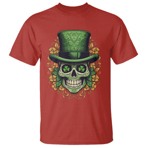 St. Patrick's Day T Shirt Irish Sugar Skull Lucky Hat Shamrocks TS09 Red Printyourwear