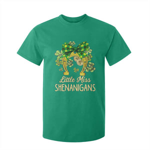 St Patrick's Day T Shirt For Kid Little Miss Shenanigans Coquette Shamrocks TS09 Irish Green Print Your Wear