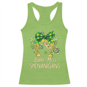 St Patrick's Day Racerback Tank Top Little Miss Shenanigans Coquette Shamrocks TS09 Lime Print Your Wear