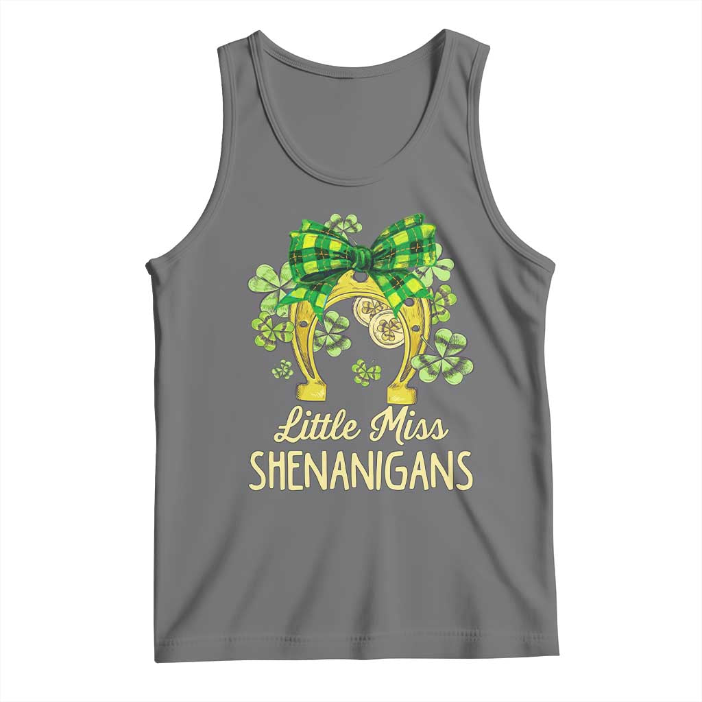 St Patrick's Day Tank Top Little Miss Shenanigans Coquette Shamrocks TS09 Black Heather Print Your Wear