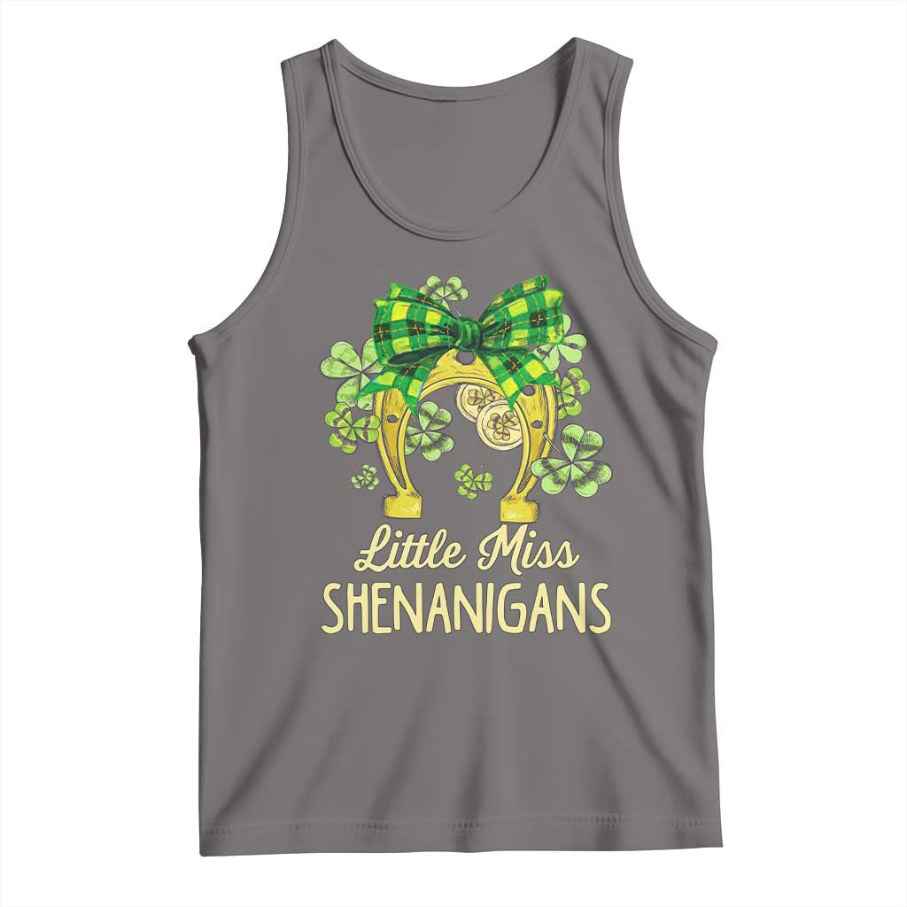 St Patrick's Day Tank Top Little Miss Shenanigans Coquette Shamrocks TS09 Deep Heather Print Your Wear