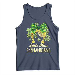 St Patrick's Day Tank Top Little Miss Shenanigans Coquette Shamrocks TS09 Navy Print Your Wear