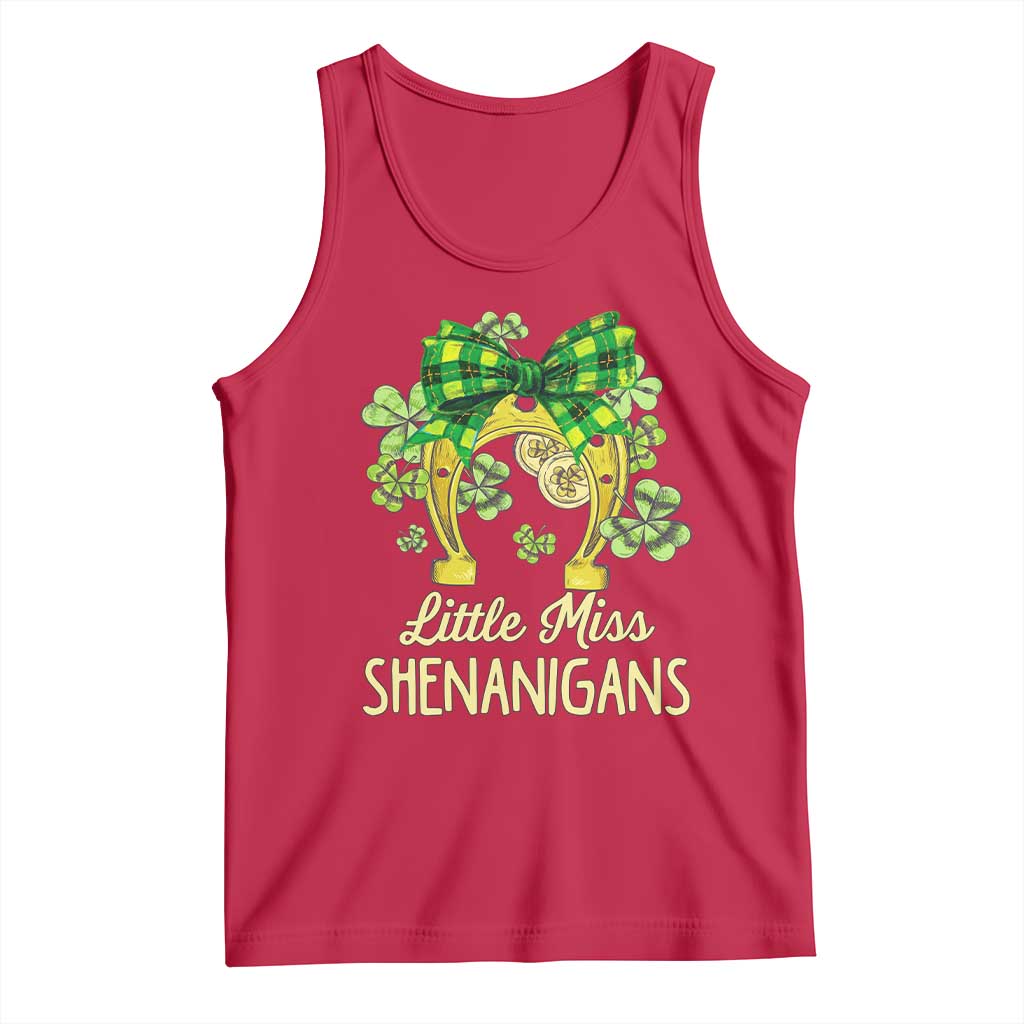 St Patrick's Day Tank Top Little Miss Shenanigans Coquette Shamrocks TS09 Red Print Your Wear