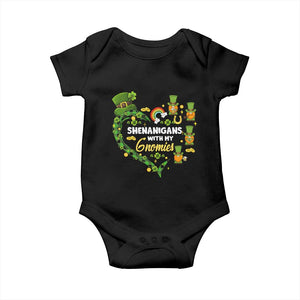St Patrick's Day Baby Onesie Shenanigans With My Gnomies Shamrock Gnome TS09 Black Print Your Wear