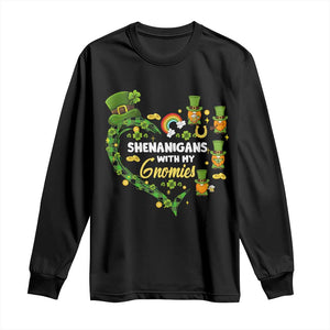 St Patrick's Day Long Sleeve Shirt Shenanigans With My Gnomies Shamrock Gnome TS09 Black Print Your Wear