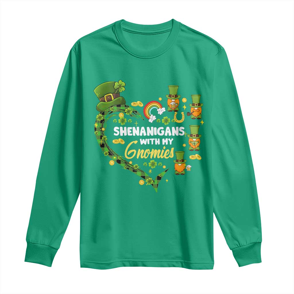 St Patrick's Day Long Sleeve Shirt Shenanigans With My Gnomies Shamrock Gnome TS09 Irish Green Print Your Wear