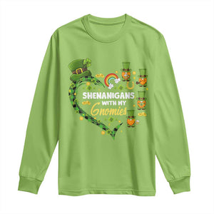 St Patrick's Day Long Sleeve Shirt Shenanigans With My Gnomies Shamrock Gnome TS09 Lime Print Your Wear