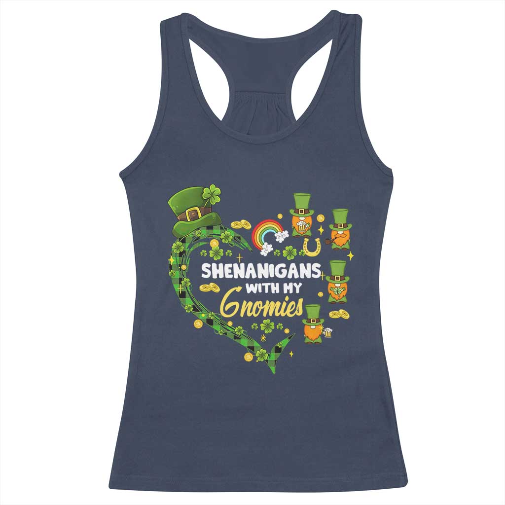 St Patrick's Day Racerback Tank Top Shenanigans With My Gnomies Shamrock Gnome TS09 Navy Print Your Wear
