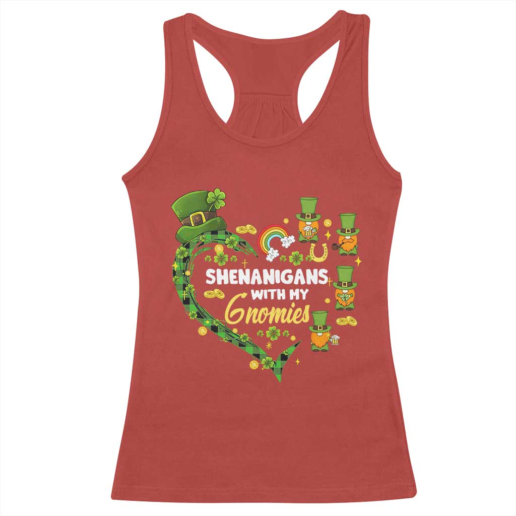 St Patrick's Day Racerback Tank Top Shenanigans With My Gnomies Shamrock Gnome TS09 Red Print Your Wear