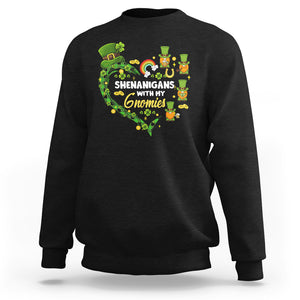 St. Patrick's Day Sweatshirt Shenanigans With My Gnomies Shamrock Gnome TS09 Black Printyourwear