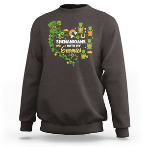 St. Patrick's Day Sweatshirt Shenanigans With My Gnomies Shamrock Gnome TS09 Dark Chocolate Printyourwear