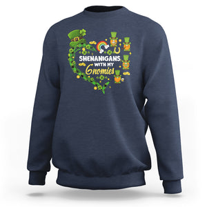 St. Patrick's Day Sweatshirt Shenanigans With My Gnomies Shamrock Gnome TS09 Navy Printyourwear