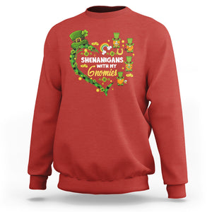 St. Patrick's Day Sweatshirt Shenanigans With My Gnomies Shamrock Gnome TS09 Red Printyourwear