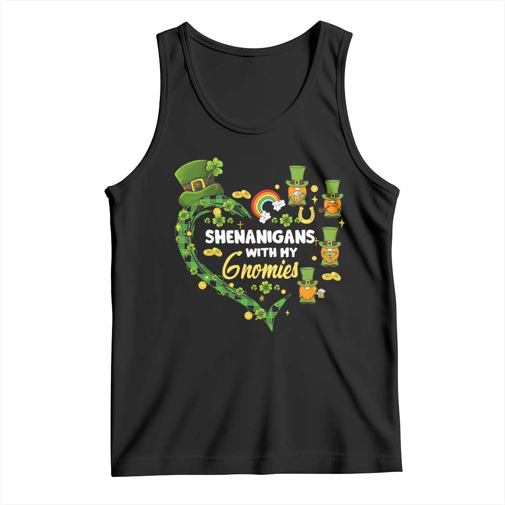 St Patrick's Day Tank Top Shenanigans With My Gnomies Shamrock Gnome TS09 Black Print Your Wear