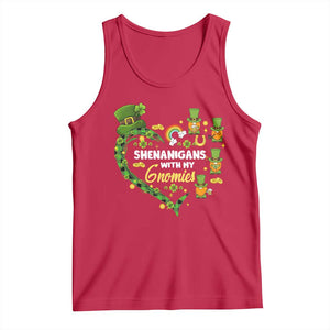 St Patrick's Day Tank Top Shenanigans With My Gnomies Shamrock Gnome TS09 Red Print Your Wear