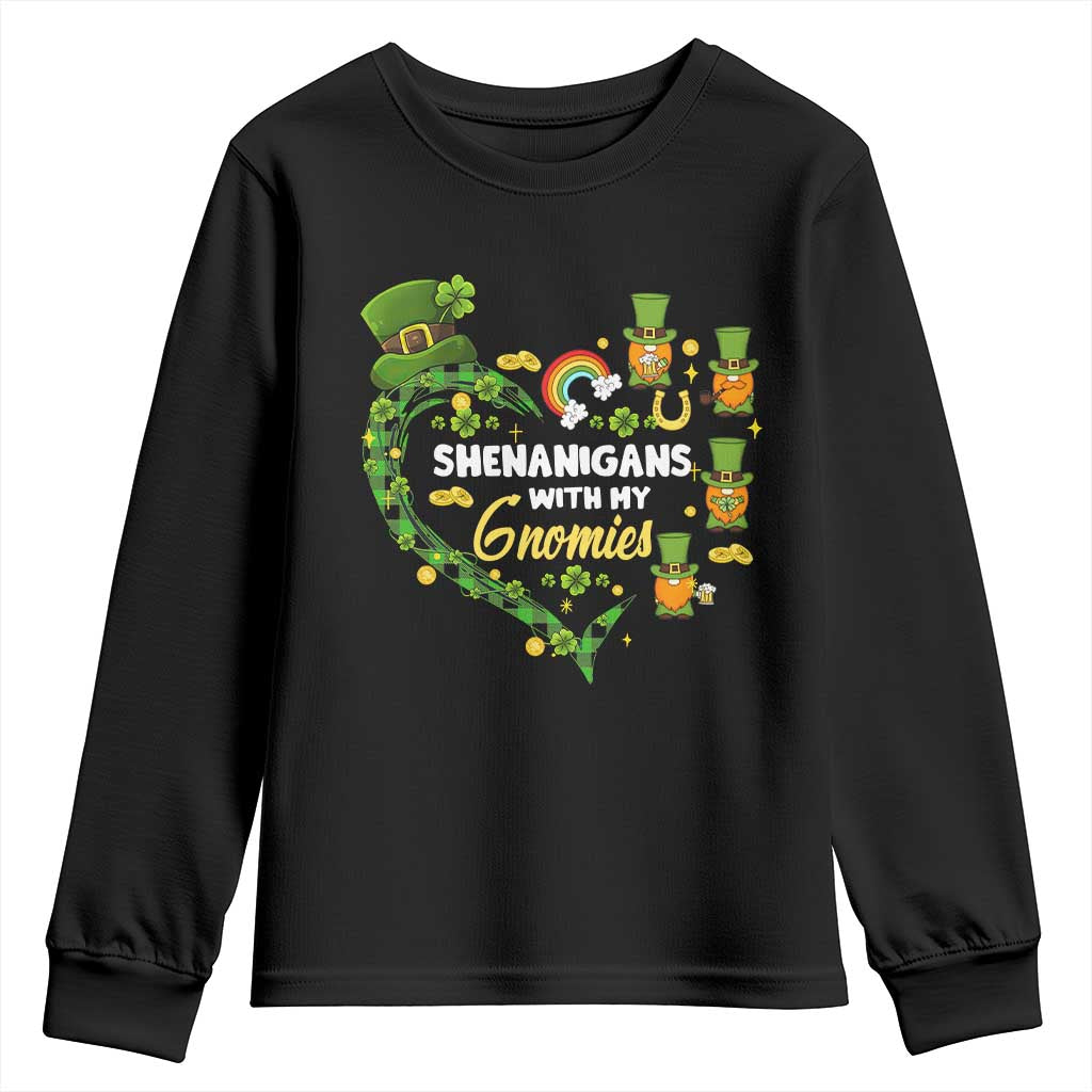 St Patrick's Day Youth Sweatshirt Shenanigans With My Gnomies Shamrock Gnome TS09 Black Print Your Wear