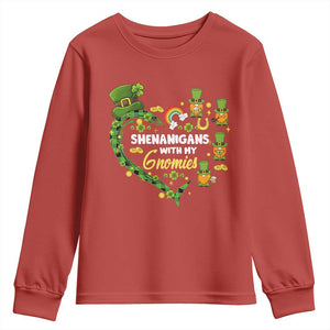 St Patrick's Day Youth Sweatshirt Shenanigans With My Gnomies Shamrock Gnome TS09 Red Print Your Wear