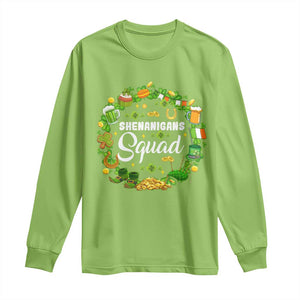 Funny St Patrick's Day Long Sleeve Shirt Shenanigans Squad Matching Group TS09 Lime Print Your Wear