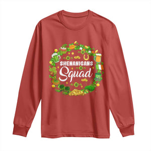 Funny St Patrick's Day Long Sleeve Shirt Shenanigans Squad Matching Group TS09 Red Print Your Wear