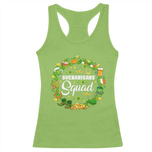 Funny St Patrick's Day Racerback Tank Top Shenanigans Squad Matching Group TS09 Lime Print Your Wear