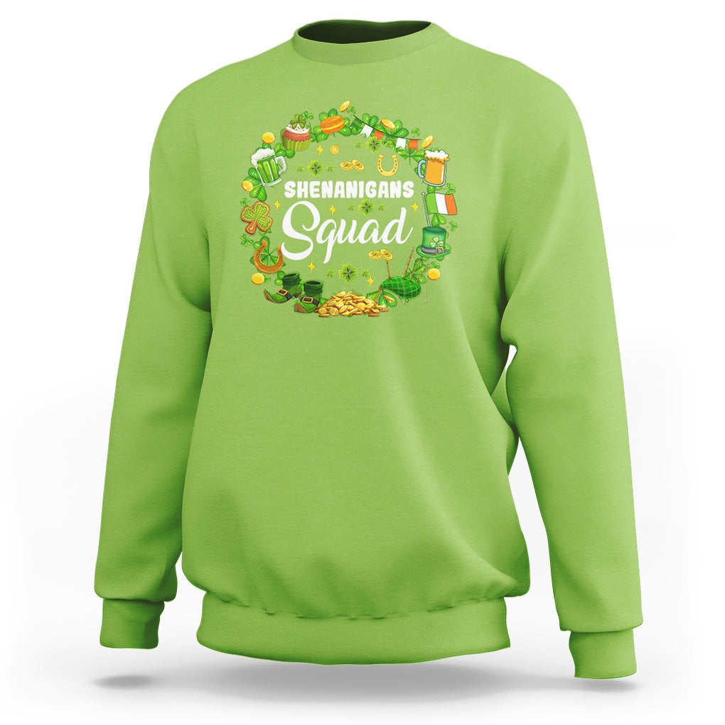 St. Patrick's Day Sweatshirt Shenanigans Squad Funny Matching Group TS09 Lime Printyourwear