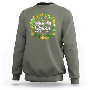 St. Patrick's Day Sweatshirt Shenanigans Squad Funny Matching Group TS09 Military Green Printyourwear