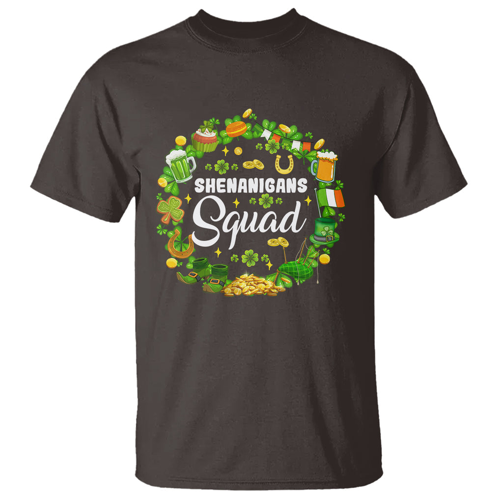 St. Patrick's Day T Shirt Shenanigans Squad Funny Matching Group TS09 Dark Chocolate Printyourwear