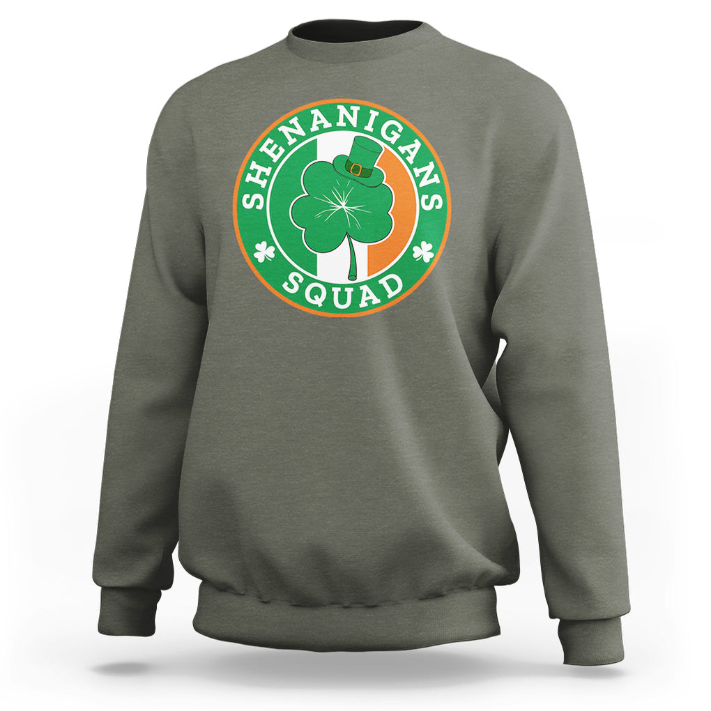 St. Patrick's Day Sweatshirt Shenanigans Squad Funny Matching Group TS09 Military Green Printyourwear