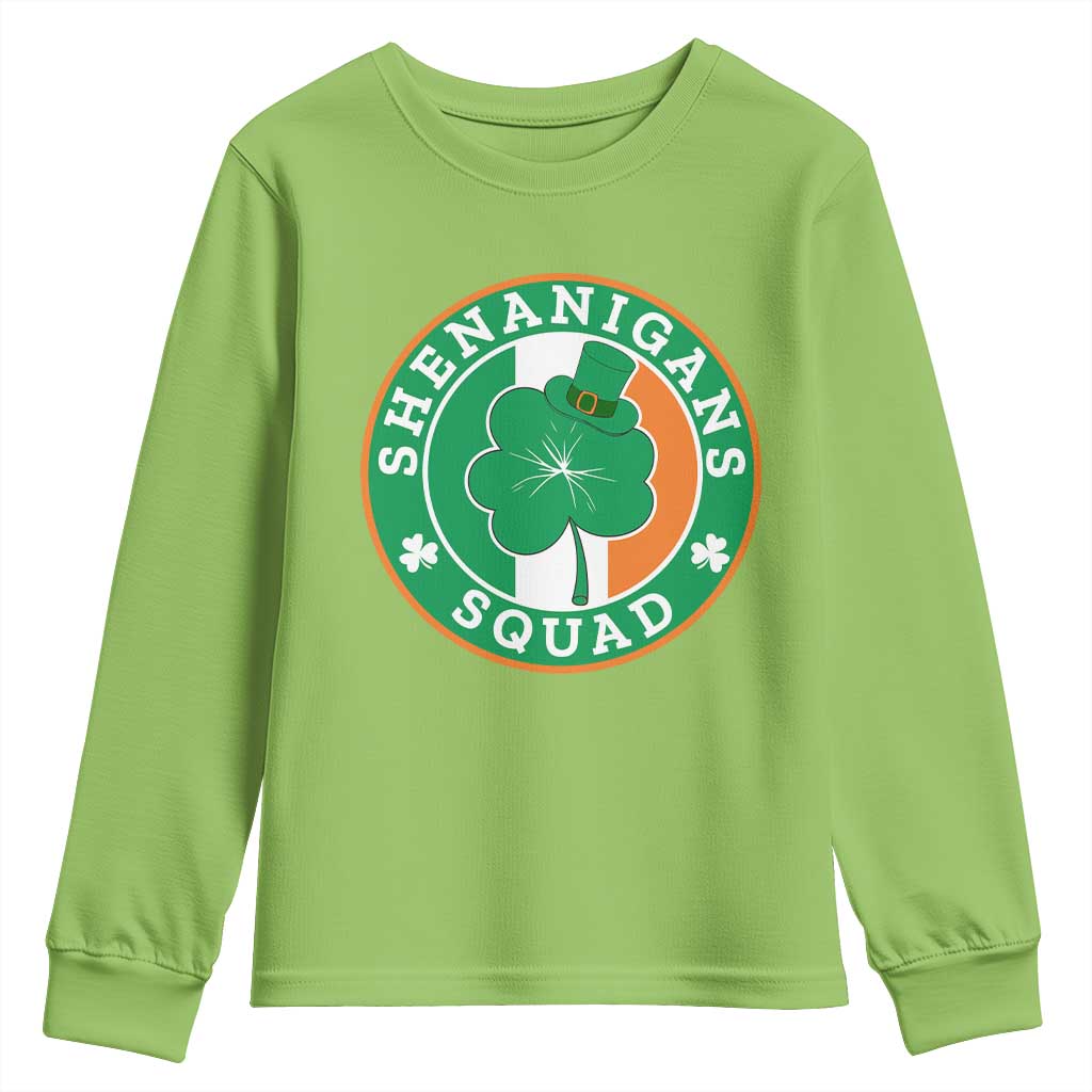 St Patrick's Day Youth Sweatshirt Shenanigans Squad Funny Matching Group TS09 Lime Print Your Wear