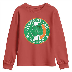 St Patrick's Day Youth Sweatshirt Shenanigans Squad Funny Matching Group TS09 Red Print Your Wear