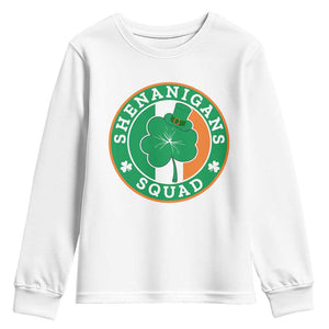 St Patrick's Day Youth Sweatshirt Shenanigans Squad Funny Matching Group TS09 White Print Your Wear