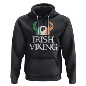 St. Patrick's Day Hoodie Irish Viking Helmet Lucky Shamrocks Ireland Flag TS09 Black Printyourwear