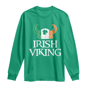 St Patrick's Day Long Sleeve Shirt Irish Viking Helmet Lucky Shamrocks Ireland Flag TS09 Irish Green Print Your Wear