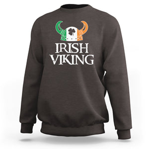 St. Patrick's Day Sweatshirt Irish Viking Helmet Lucky Shamrocks Ireland Flag TS09 Dark Chocolate Printyourwear