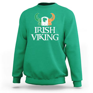 St. Patrick's Day Sweatshirt Irish Viking Helmet Lucky Shamrocks Ireland Flag TS09 Irish Green Printyourwear