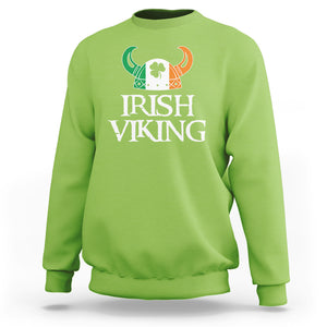 St. Patrick's Day Sweatshirt Irish Viking Helmet Lucky Shamrocks Ireland Flag TS09 Lime Printyourwear
