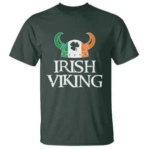 St. Patrick's Day T Shirt Irish Viking Helmet Lucky Shamrocks Ireland Flag TS09 Dark Forest Green Printyourwear