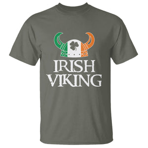 St. Patrick's Day T Shirt Irish Viking Helmet Lucky Shamrocks Ireland Flag TS09 Military Green Printyourwear