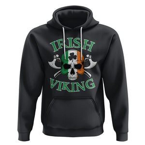 St. Patrick's Day Hoodie Irish Viking Skull Lucky Shamrocks Ireland Flag TS09 Black Printyourwear